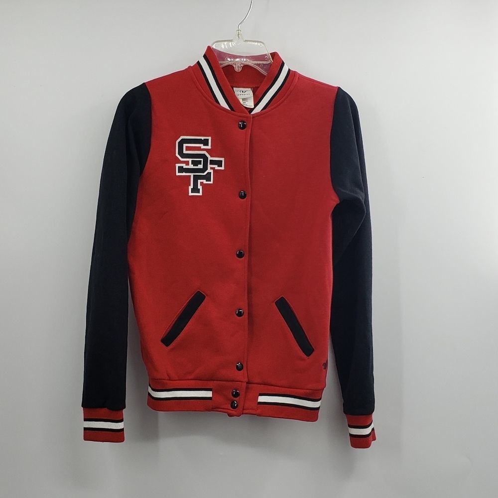 Varsity San Francisco Red White & Black full zip Cheerleader Jacket women S